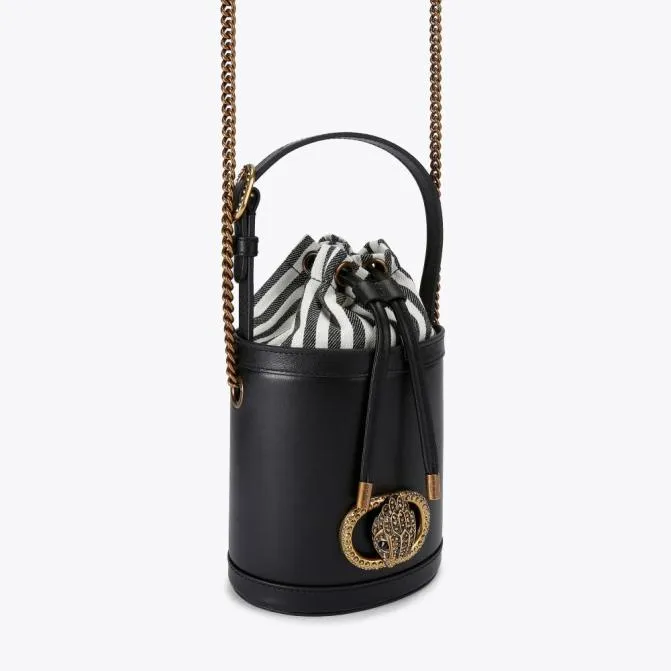Kurt Geiger Crossbody Bags Small Chelsea Round Bucket Bag Black White 8211 Women