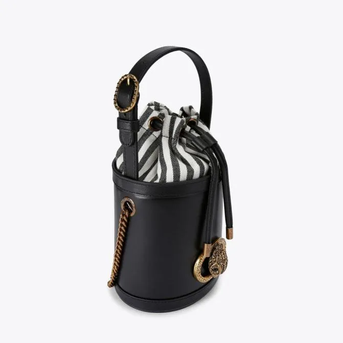 Kurt Geiger Crossbody Bags Small Chelsea Round Bucket Bag Black White 8211 Women