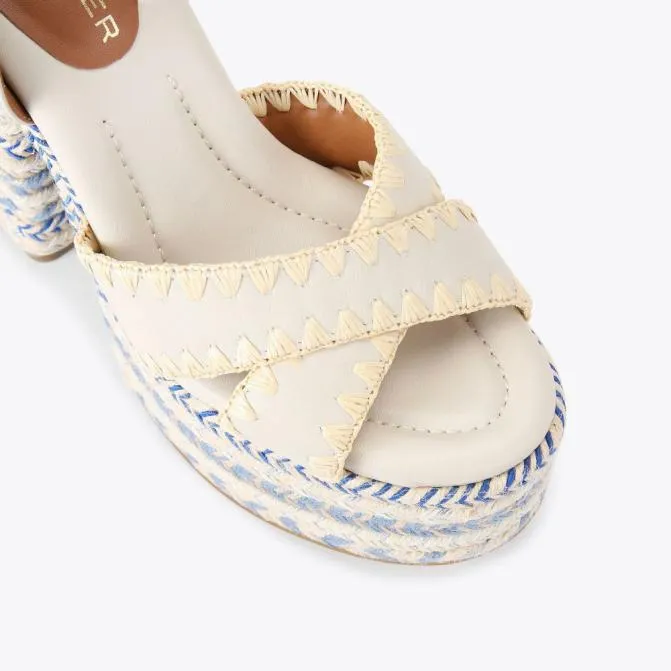 Kurt Geiger Sandals Chelsea Scarf Platform Heel Blue Pale Combination 8211 Women
