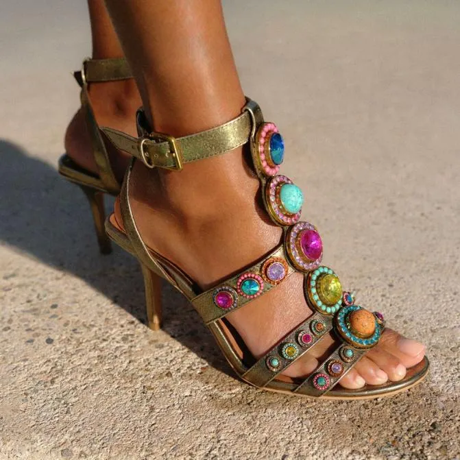 Kurt Geiger Sandals Octavia High Gladiator Heel Bronze Combination 8211 Women
