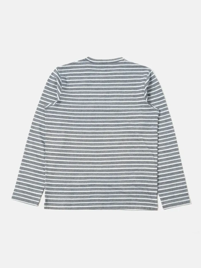 LS Pocket Tee In Indigo Textured Knit Stripe Men Universal Works Tees