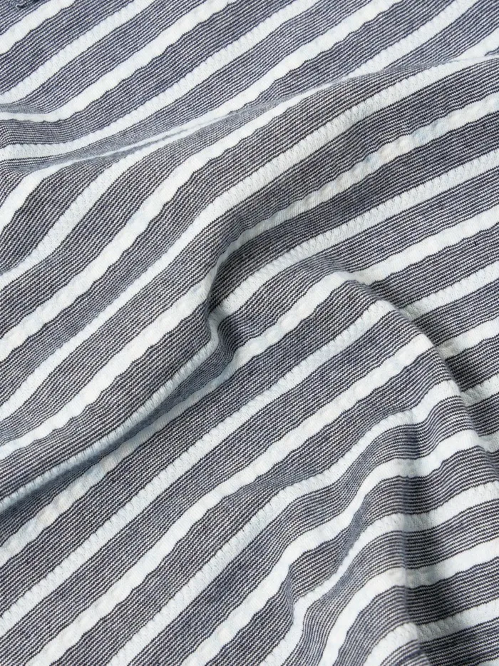 LS Pocket Tee In Indigo Textured Knit Stripe Men Universal Works Tees