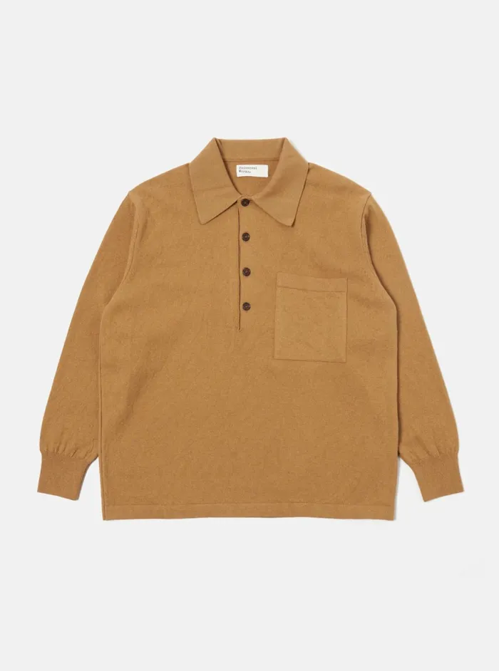 LS Pullover Knit Shirt In Cumin Eco Cotton Men Universal Works Knitwear