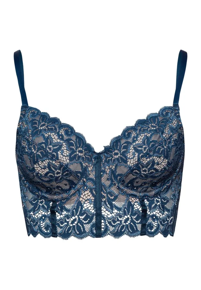 Lace Corset Underwire Bra Mystic Blue Women HANRO Underwire Bras