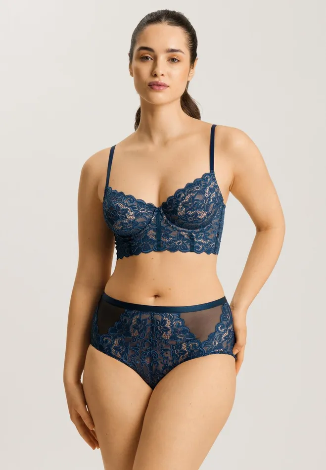 Lace Corset Underwire Bra Mystic Blue Women HANRO Underwire Bras