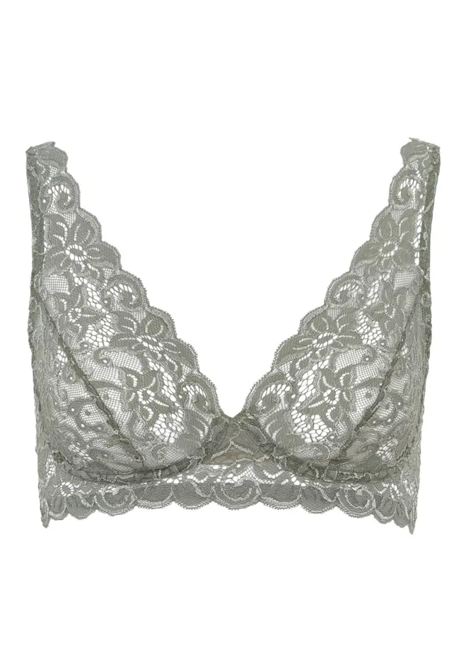 Lace Soft Cup Bra Antique Green Women HANRO D Cup Bras