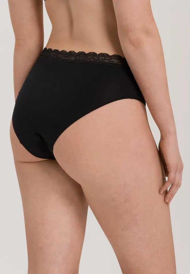 Lace Trim Cotton Full Brief Black Women HANRO Full Briefs