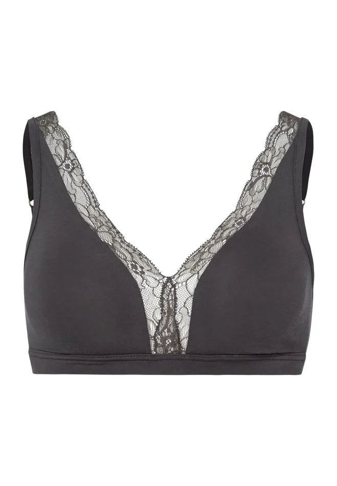 Lace Trim Soft Cup Bra Anchor Women HANRO Wireless Bras