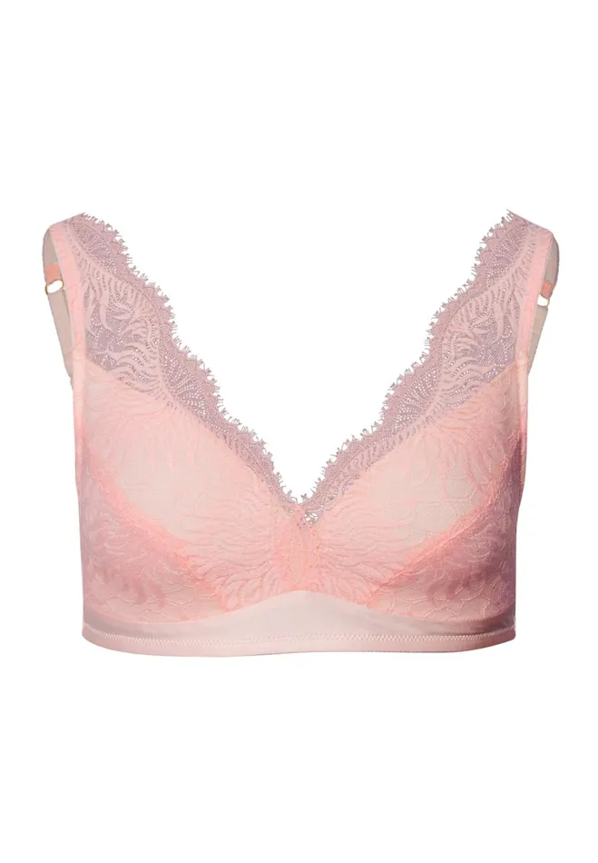 Lace Trim Soft Cup Spacer Bra Rosewater Women HANRO Wireless Bras