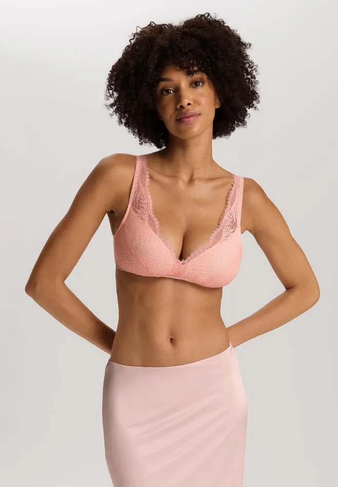Lace Trim Soft Cup Spacer Bra Rosewater Women HANRO Wireless Bras