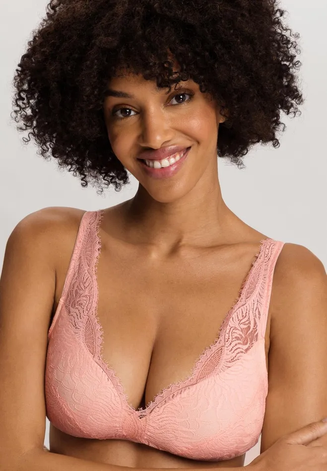 Lace Trim Soft Cup Spacer Bra Rosewater Women HANRO Wireless Bras