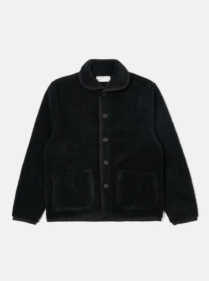 Lancaster Jacket In Black Mountain Fleece Men Universal Works Fleece