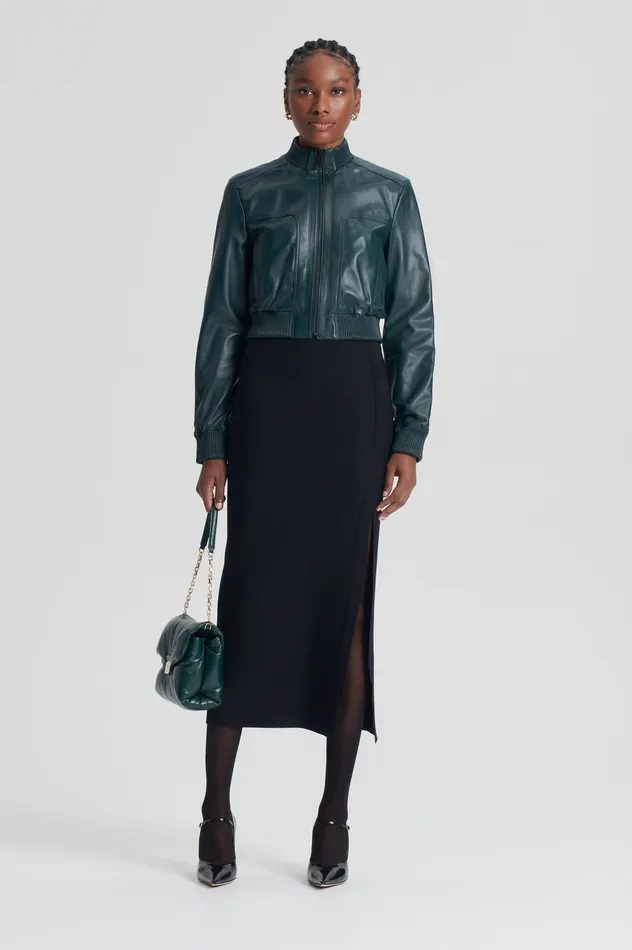 LEATHER BOMBER DARKGREEN Women Jackets Scanlan Theodore