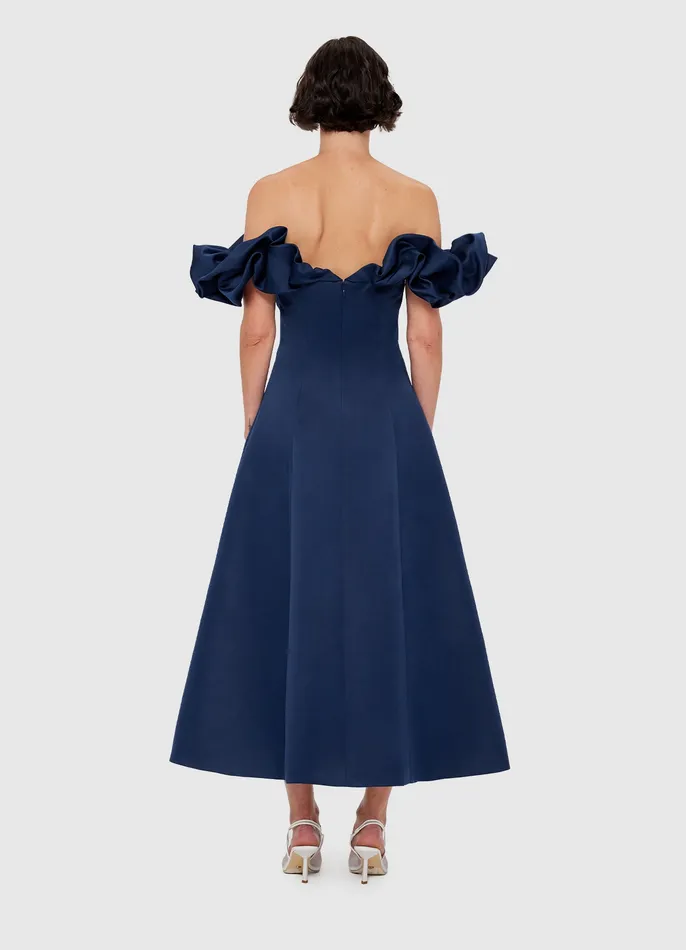LEO LIN Dresses and Jumpsuits Women Annie Off Shoulder Frill Midi Dress 8211 Navy
