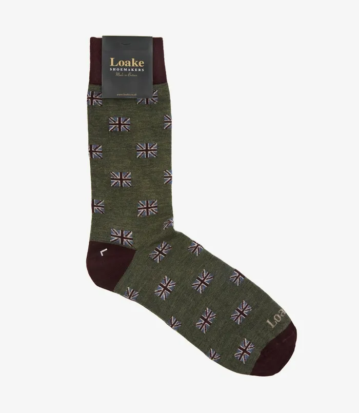 Loake Socks Men Union Jack Socks Olive