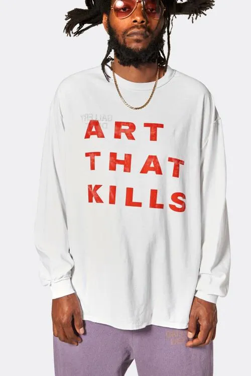 Long Sleeve Men Gallery Dept BIG ART THAT KILLS REVERSIBLE LS White