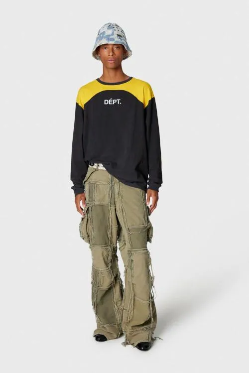 Long Sleeve Men Gallery Dept FREESTYLE LS TEE Blackyellow Gold