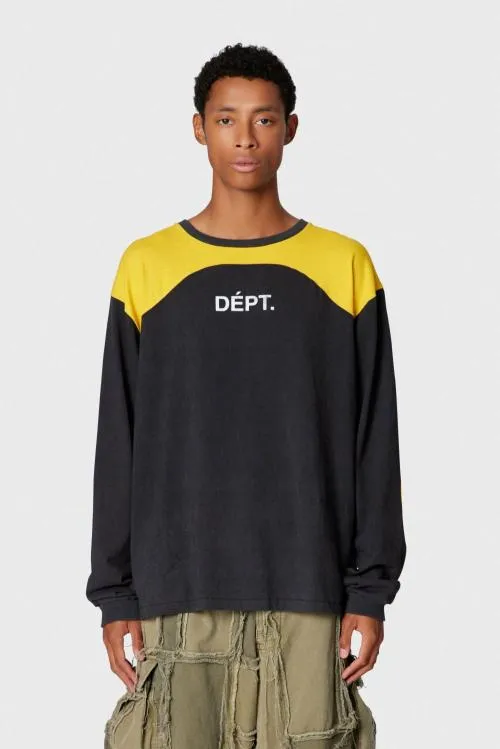 Long Sleeve Men Gallery Dept FREESTYLE LS TEE Blackyellow Gold