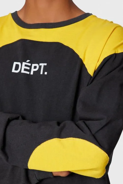 Long Sleeve Men Gallery Dept FREESTYLE LS TEE Blackyellow Gold