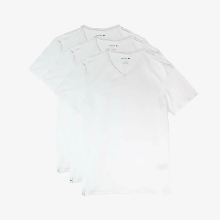 Loungewear and Pajamas Men Lacoste 3Pack Slim Fit V Neck Tshirts White 001