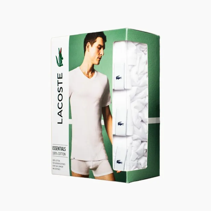 Loungewear and Pajamas Men Lacoste 3Pack Slim Fit V Neck Tshirts White 001