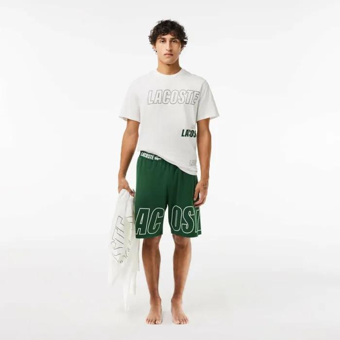 Loungewear and Pajamas Men Lacoste Men039s Branded Fleece Lounge Shorts Pine Green 132