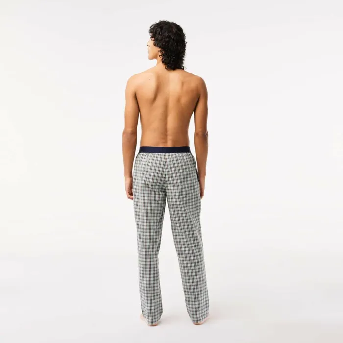 Loungewear and Pajamas Men Lacoste Mens Cotton Poplin Check Print Pajama Pants Green Navy Blue Orange Yellow Gfw