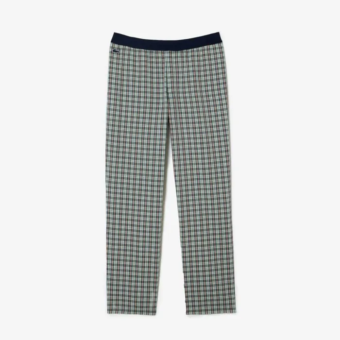 Loungewear and Pajamas Men Lacoste Mens Cotton Poplin Check Print Pajama Pants Green Navy Blue Orange Yellow Gfw