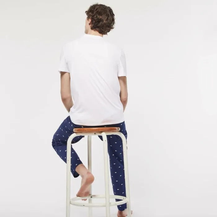 Loungewear and Pajamas Men Lacoste Mens VNeck Cotton Lounge TShirt 3Pack White 001