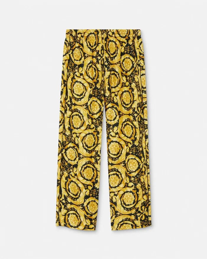 Loungewear and Pajamas Men Versace Barocco Silk Pajama Bottoms Blackprint