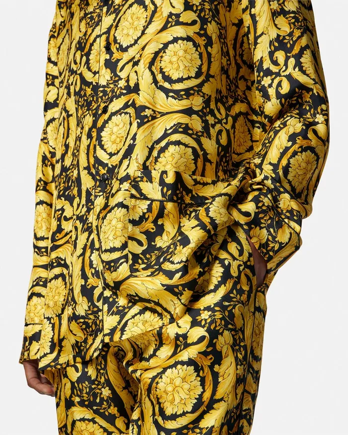 Loungewear and Pajamas Men Versace Barocco Silk Pajama Bottoms Blackprint