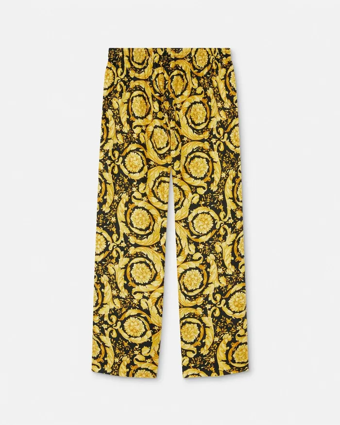 Loungewear and Pajamas Men Versace Barocco Silk Pajama Bottoms Blackprint