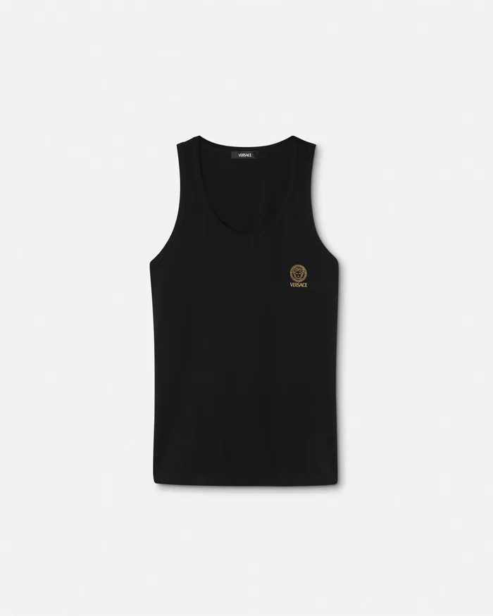 Loungewear and Pajamas Men Versace Medusa Tank Top Undershirt Black