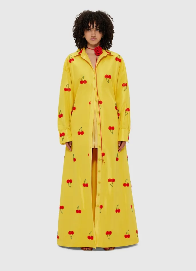 Madeline Embellished Coat Dress 8211 Cherry Beading Coats and Jackets LEO LIN Women