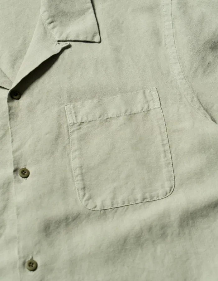 Maharishi Short Sleeve Shirts 5211 Hemp Camp Collar Shirt Sage 8211 Men