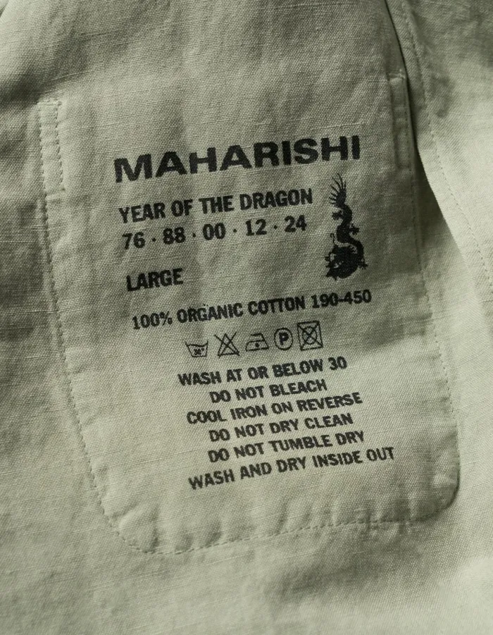 Maharishi Short Sleeve Shirts 5211 Hemp Camp Collar Shirt Sage 8211 Men