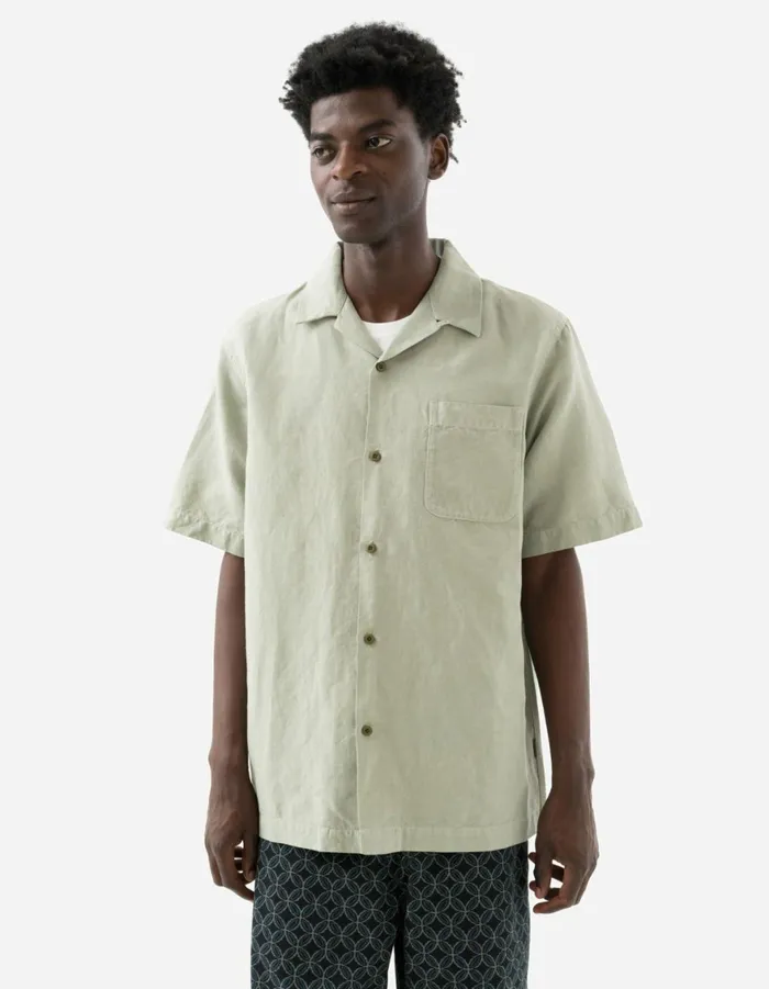 Maharishi Short Sleeve Shirts 5211 Hemp Camp Collar Shirt Sage 8211 Men