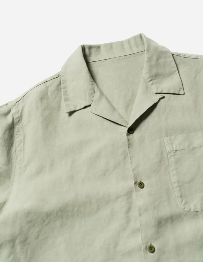 Maharishi Short Sleeve Shirts 5211 Hemp Camp Collar Shirt Sage 8211 Men