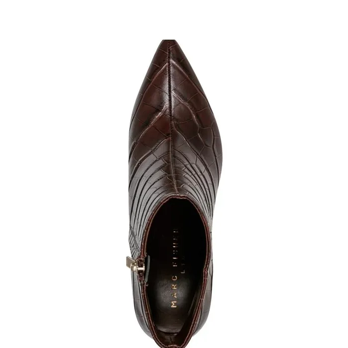 Marc Fisher Booties Women Jarli Pointy Ankle Bootie Brown Croco Leather