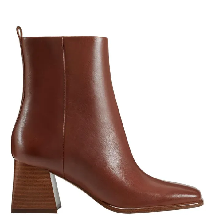 Marc Fisher Boots and Booties Women Floria Square Toe Bootie Tan Leather