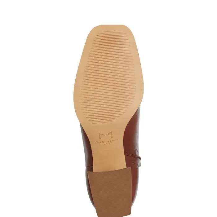 Marc Fisher Boots and Booties Women Floria Square Toe Bootie Tan Leather