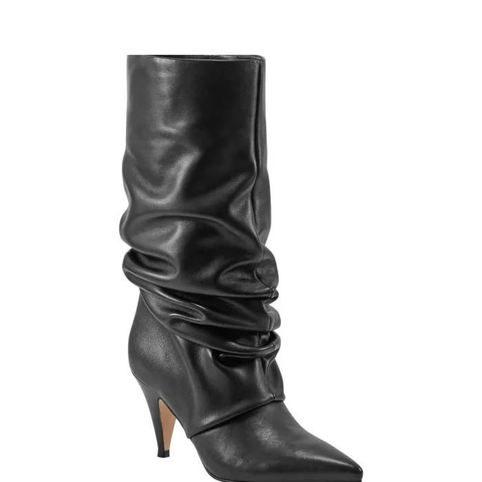 Marc Fisher Boots and Booties Women Paityn Scrunch Dress Boot Black Leather