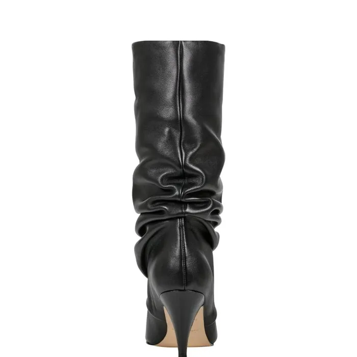 Marc Fisher Boots and Booties Women Paityn Scrunch Dress Boot Black Leather