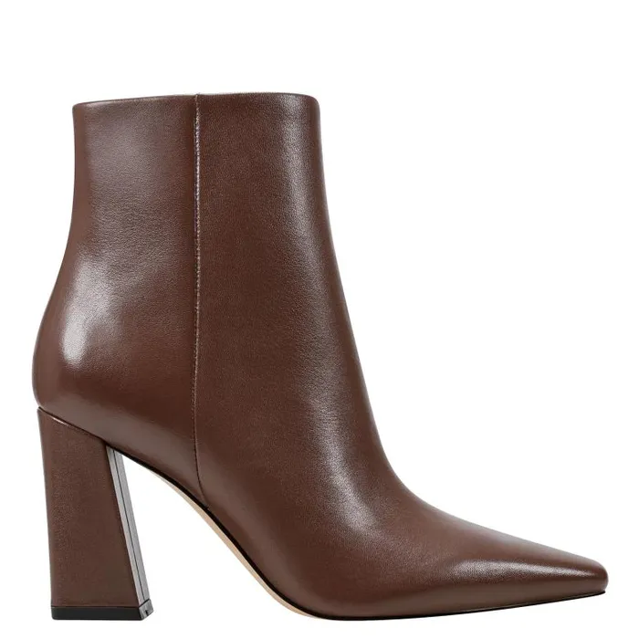 Marc Fisher Boots and Booties Women Yanara Heeled Bootie Dark Brown Leather