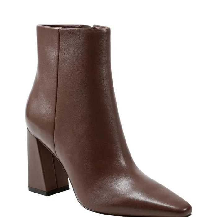 Marc Fisher Boots and Booties Women Yanara Heeled Bootie Dark Brown Leather