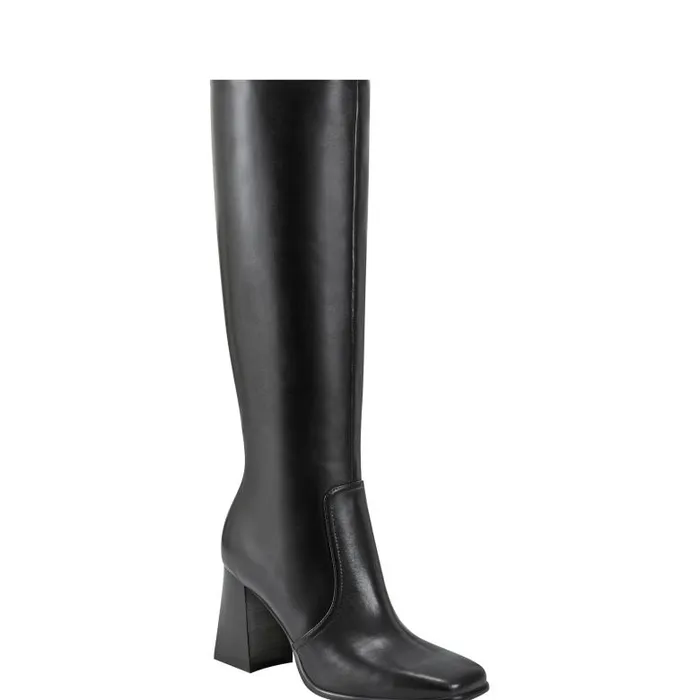 Marc Fisher Boots Women Dreeam Block Heeled Boot Black Leather