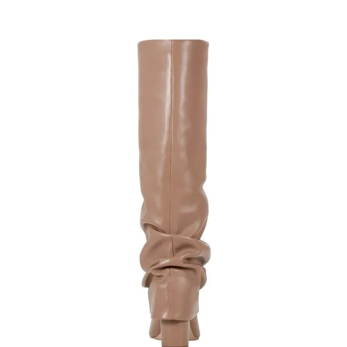 Marc Fisher Boots Women Lalita Foldover Dress Boot Light Natural Leather