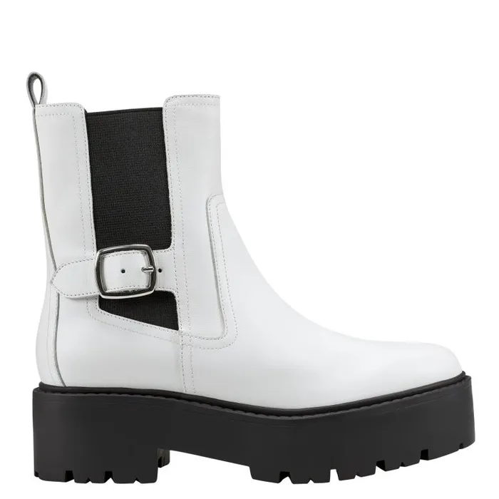 Marc Fisher Casual Boots Women Dacilla Lug Sole Bootie White Leather