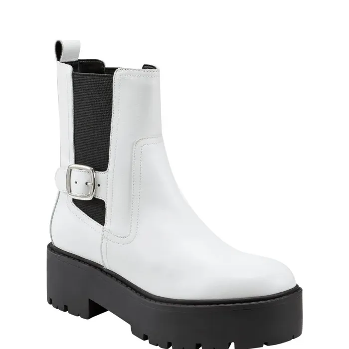 Marc Fisher Casual Boots Women Dacilla Lug Sole Bootie White Leather
