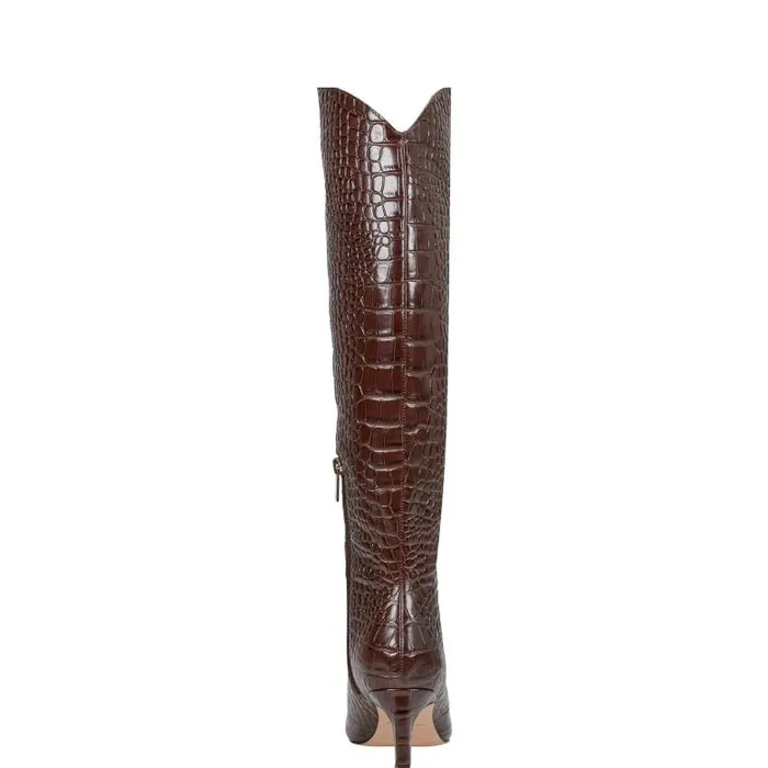 Marc Fisher Dress Boots Women Quinnie Dress Boot Brown Croco
